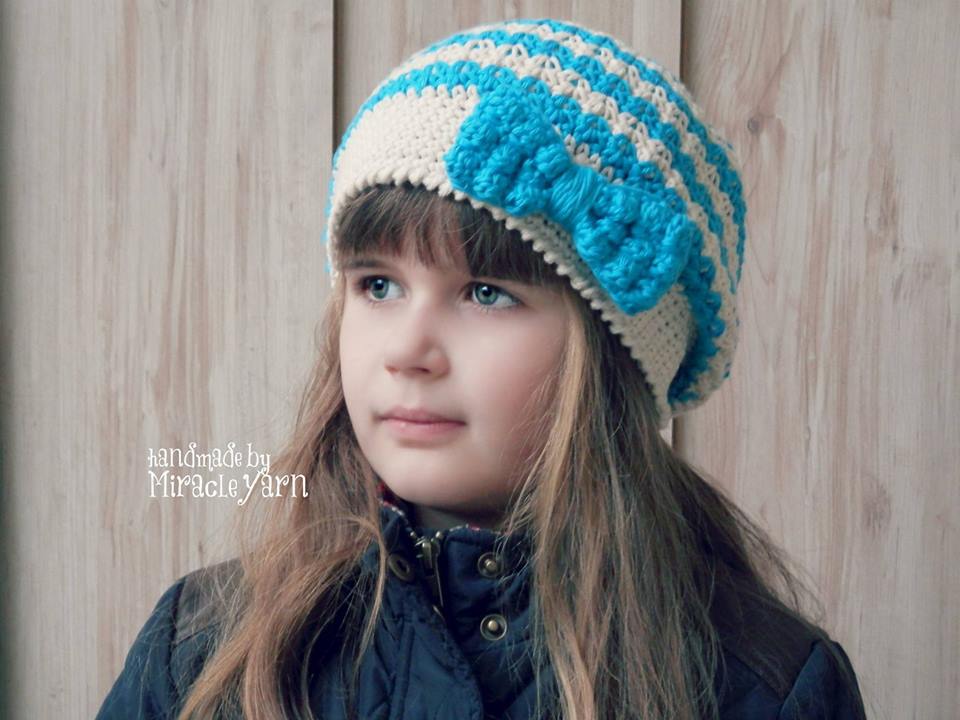 Crochet Pattern for Bella Slouch Beanie Hat with Bobble Bow | Crochet Hat Pattern | Hat Crocheting Pattern | DIY Written Crochet Instructions
