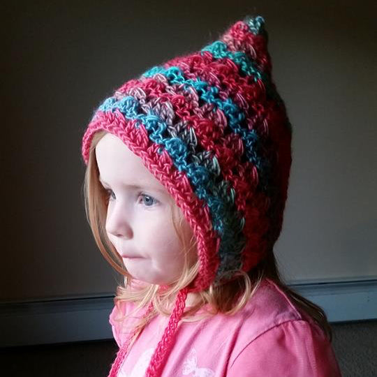 Crochet Pattern for Diagonal Spike Stitch Pixie Bonnet | Crochet Baby Bonnet Pattern | Baby Hat Crocheting Pattern | DIY Written Crochet Instructions