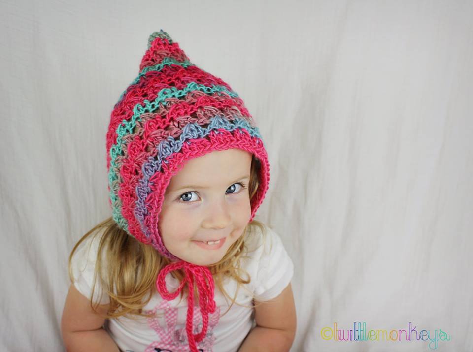 Crochet Pattern for Diagonal Spike Stitch Pixie Bonnet | Crochet Baby Bonnet Pattern | Baby Hat Crocheting Pattern | DIY Written Crochet Instructions