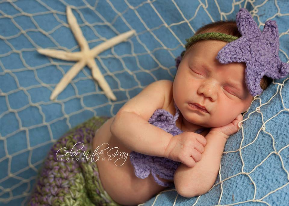 SET OF 3 Crochet Patterns for Mermaid Tail, Shell Bikini Top, & Starfish Headband Photography Props | Crochet Mermaid Pattern | Mermaid Tail Crocheting Pattern | DIY Written Crochet Instructions