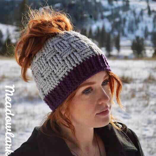 Crochet Pattern for Basket Weave Ponytail or Messy Bun Beanie Hat (DIY Tutorial) | Crochet Hat Pattern | Hat Crocheting Pattern | DIY Written Crochet Instructions