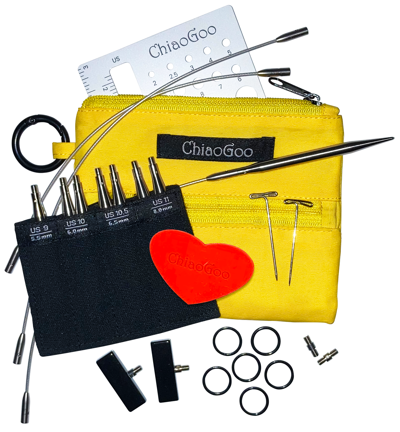 ChiaoGoo - 3" Twist Shortie Large Interchangeable Needle Set | Yellow | US 9-11 (5.5-8 mm)