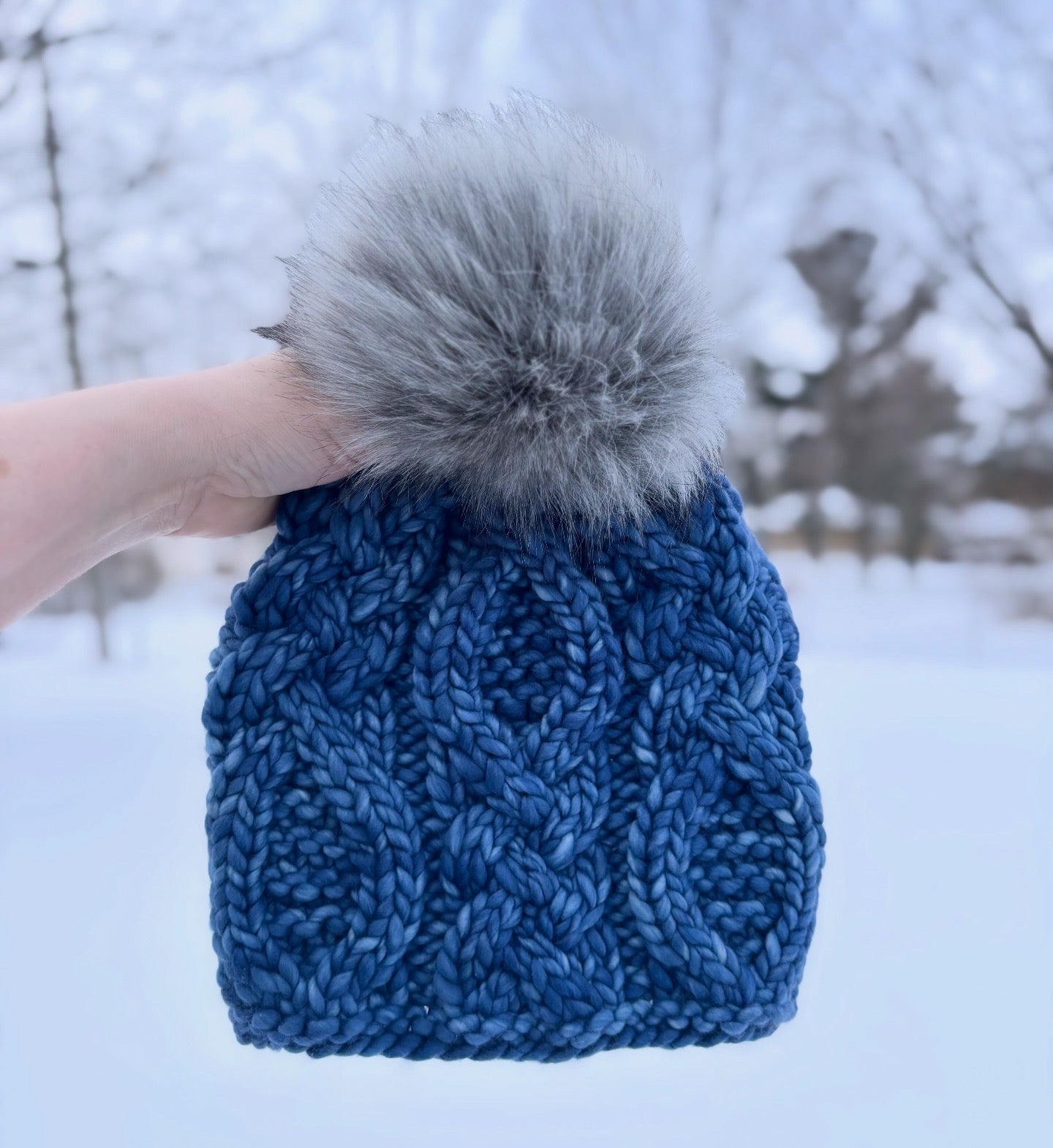 Voyageur Beanie | LUXURY Handmade 100% Merino Wool Knit Beanie | Malabrigo Rasta | Detachable Faux Fur Pom Pom | ADULT size | Ready To Ship