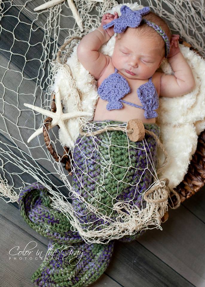 SET OF 3 Crochet Patterns for Mermaid Tail, Shell Bikini Top, & Starfish Headband Photography Props | Crochet Mermaid Pattern | Mermaid Tail Crocheting Pattern | DIY Written Crochet Instructions
