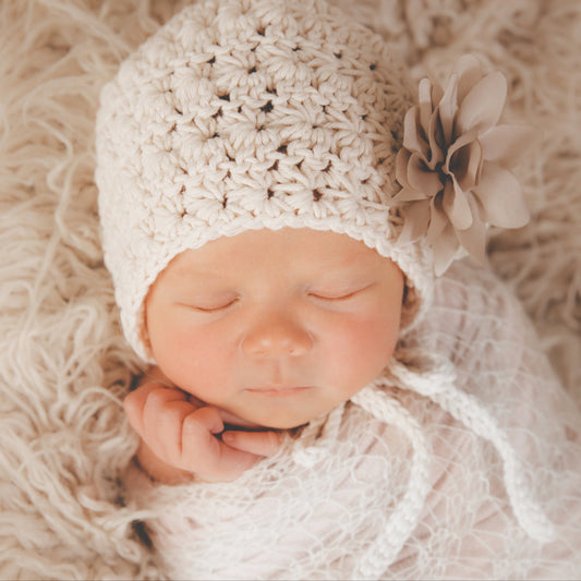Crochet Pattern for Vintage Star Baby Bonnet | Crochet Baby Bonnet Pattern | Baby Hat Crocheting Pattern | DIY Written Crochet Instructions