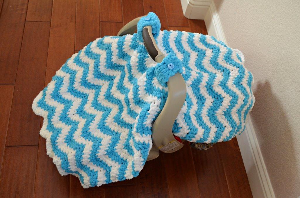Crochet Pattern for Chunky Chevron Car Seat Canopy Cover | Crochet Car Seat Blanket Pattern | Car Seat Cover Crocheting Pattern | DIY Written Crochet Instructions