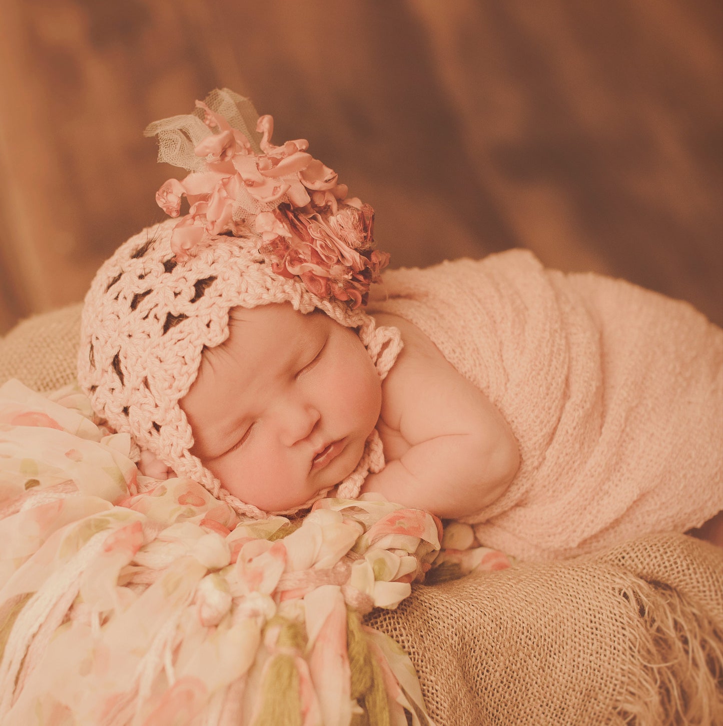 Crochet Pattern for Fleurette Baby Bonnet | Crochet Baby Bonnet Pattern | Baby Hat Crocheting Pattern | DIY Written Crochet Instructions