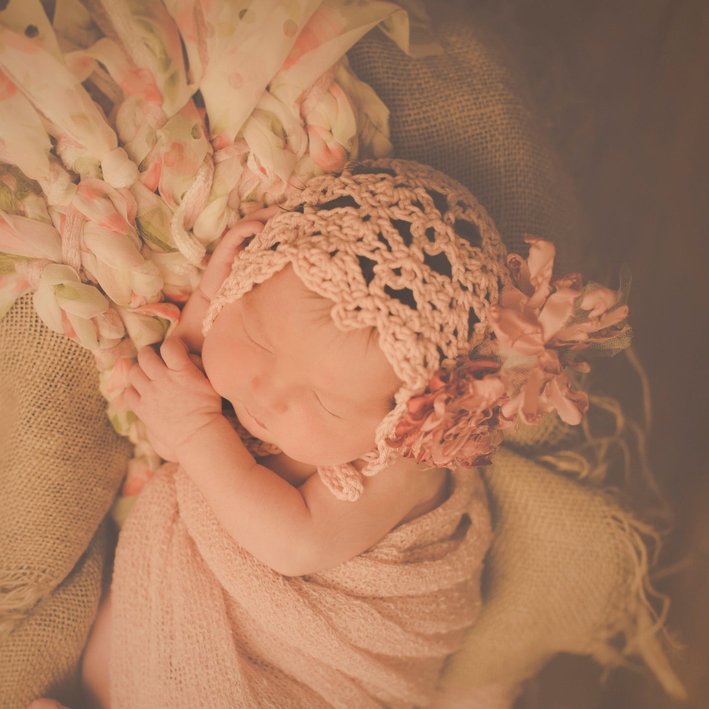 Crochet Pattern for Fleurette Baby Bonnet | Crochet Baby Bonnet Pattern | Baby Hat Crocheting Pattern | DIY Written Crochet Instructions