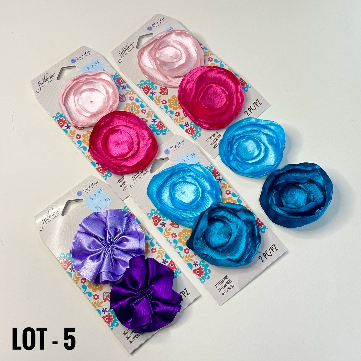 FABRIC FLOWERS: Assorted colors and sizes (with and without clips/pins)