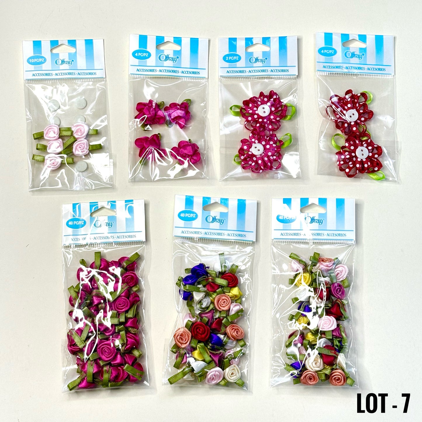 FABRIC FLOWERS: Assorted colors and sizes (with and without clips/pins)