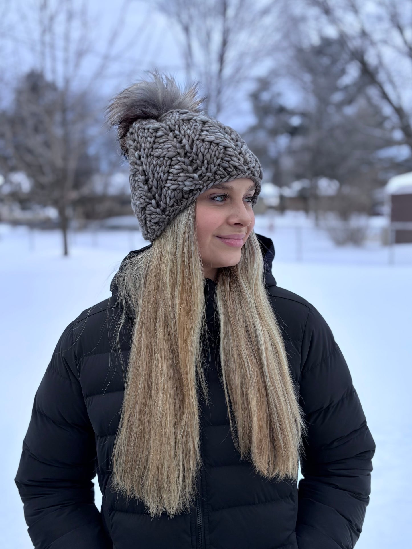 Convergence Beanie | LUXURY Handmade 100% Merino Wool Knit Beanie | Malabrigo Rasta | Detachable Faux Fur Pom Pom | ADULT size | Ready To Ship