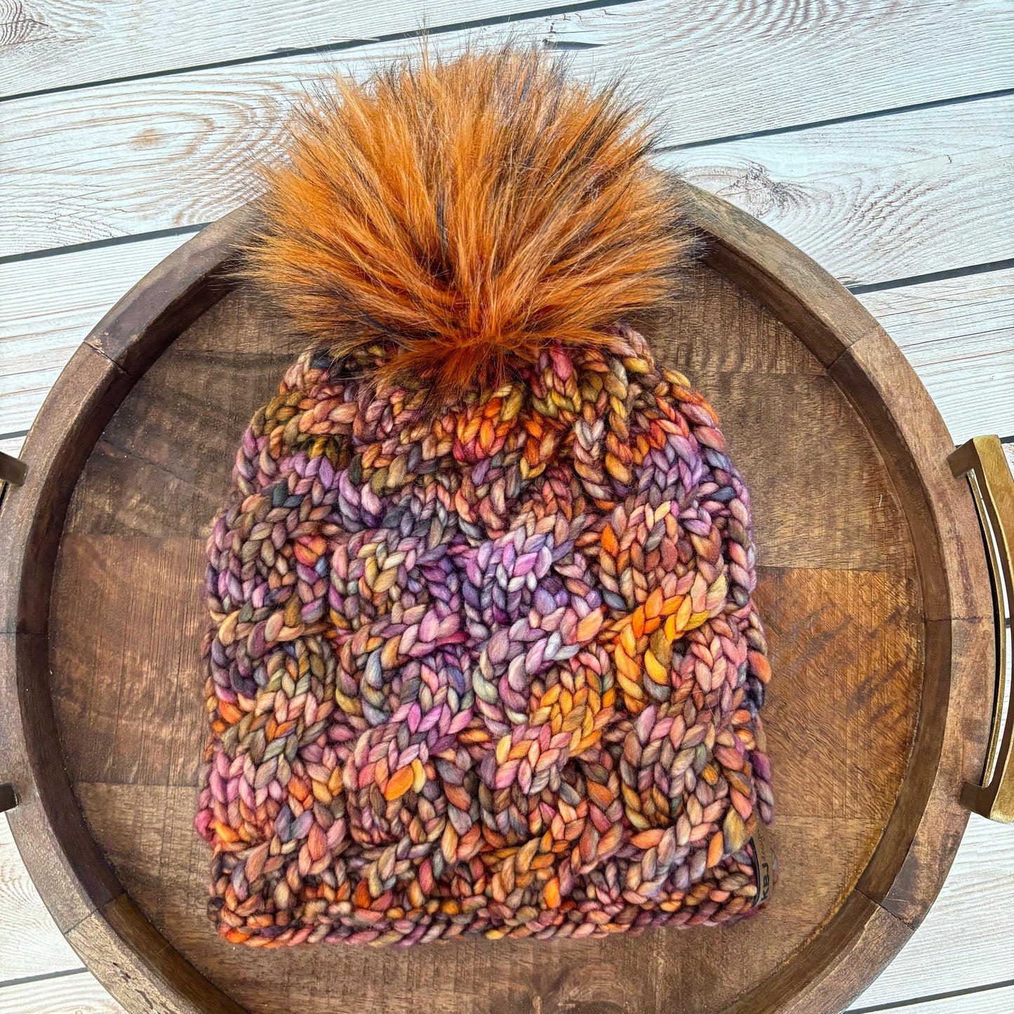 Northland Beanie | LUXURY Handmade 100% Merino Wool Knit Beanie | Malabrigo Rasta | Detachable Faux Fur Pom Pom | MEDIUM/LARGE ADULT size | Ready To Ship