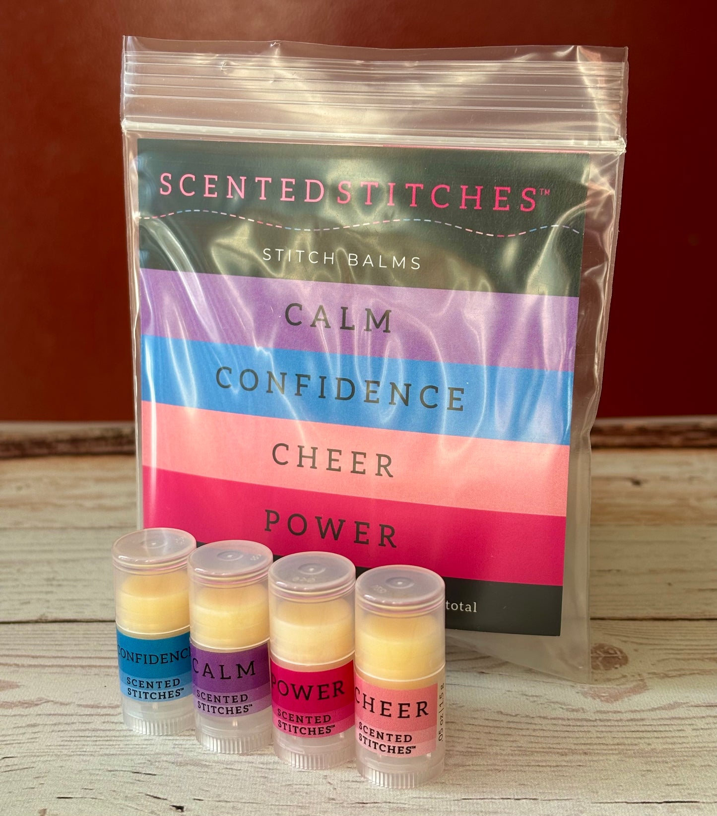 Scented Stitches | Aromatherapy Stitch Balm | Scent Sampler | Set of 4 (.05 oz) Sample Sizes