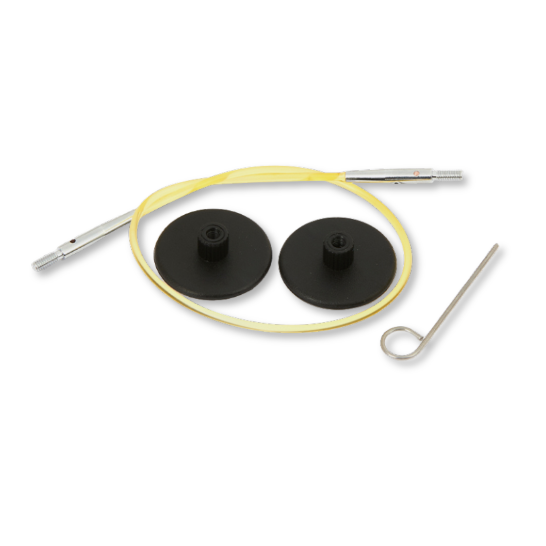 Knitter's Pride 8" Cords - Black Silver or Yellow (makes 16" needle)