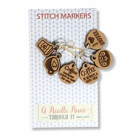 Stitch Markers:  "I Love Coffee" Stitch Markers