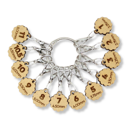 Stitch Markers:  "Knitting Needle Size Reminder" Stitch Marker Set