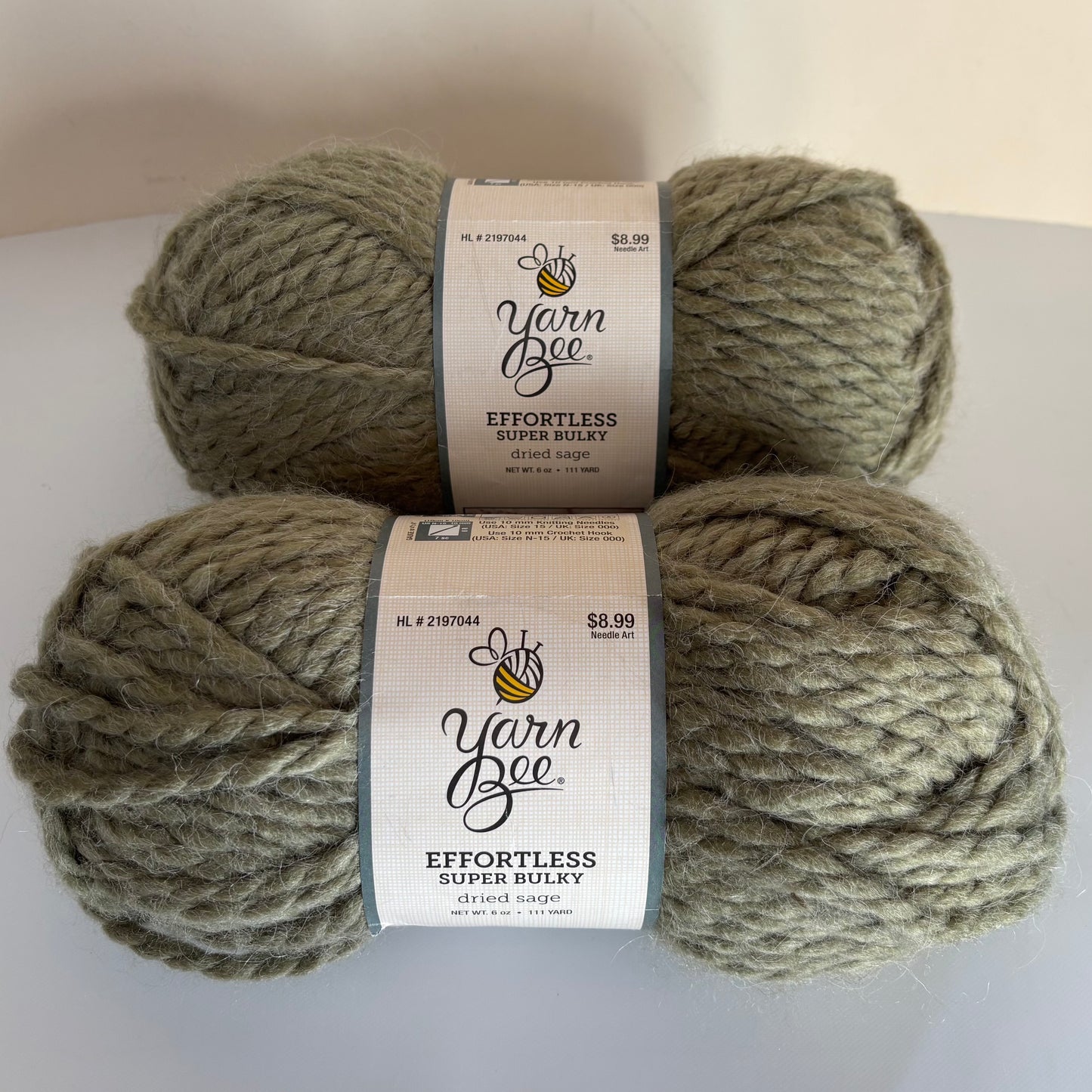 YARN: Yarn Bee Effortless Super Bulky Yarn in Dried Sage (Lot of 2)