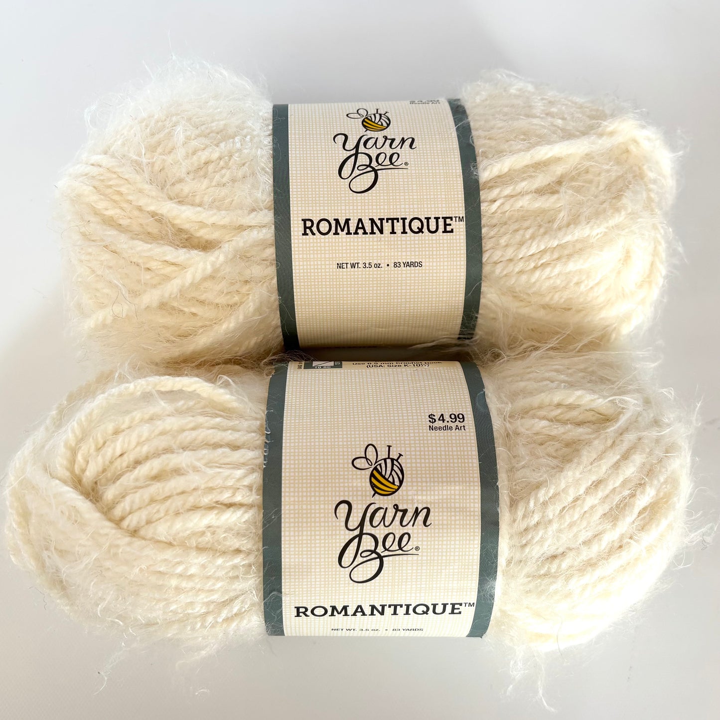 YARN (DISCONTINUED): Yarn Bee Romantique in Ivory (lot of 2)