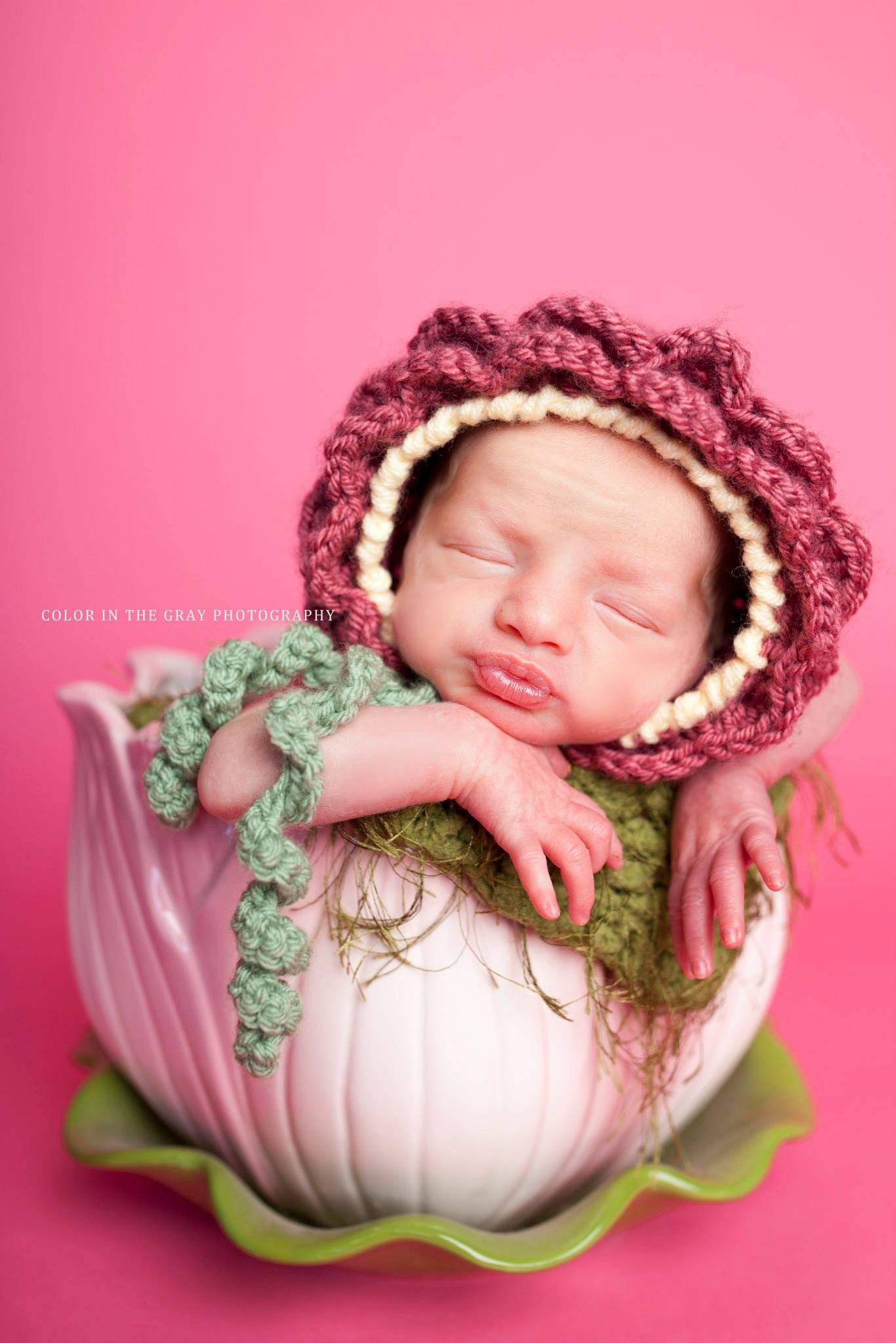 Crochet Pattern for Flower Baby Bonnet | Crochet Baby Bonnet Pattern | Baby Hat Crocheting Pattern | DIY Written Crochet Instructions