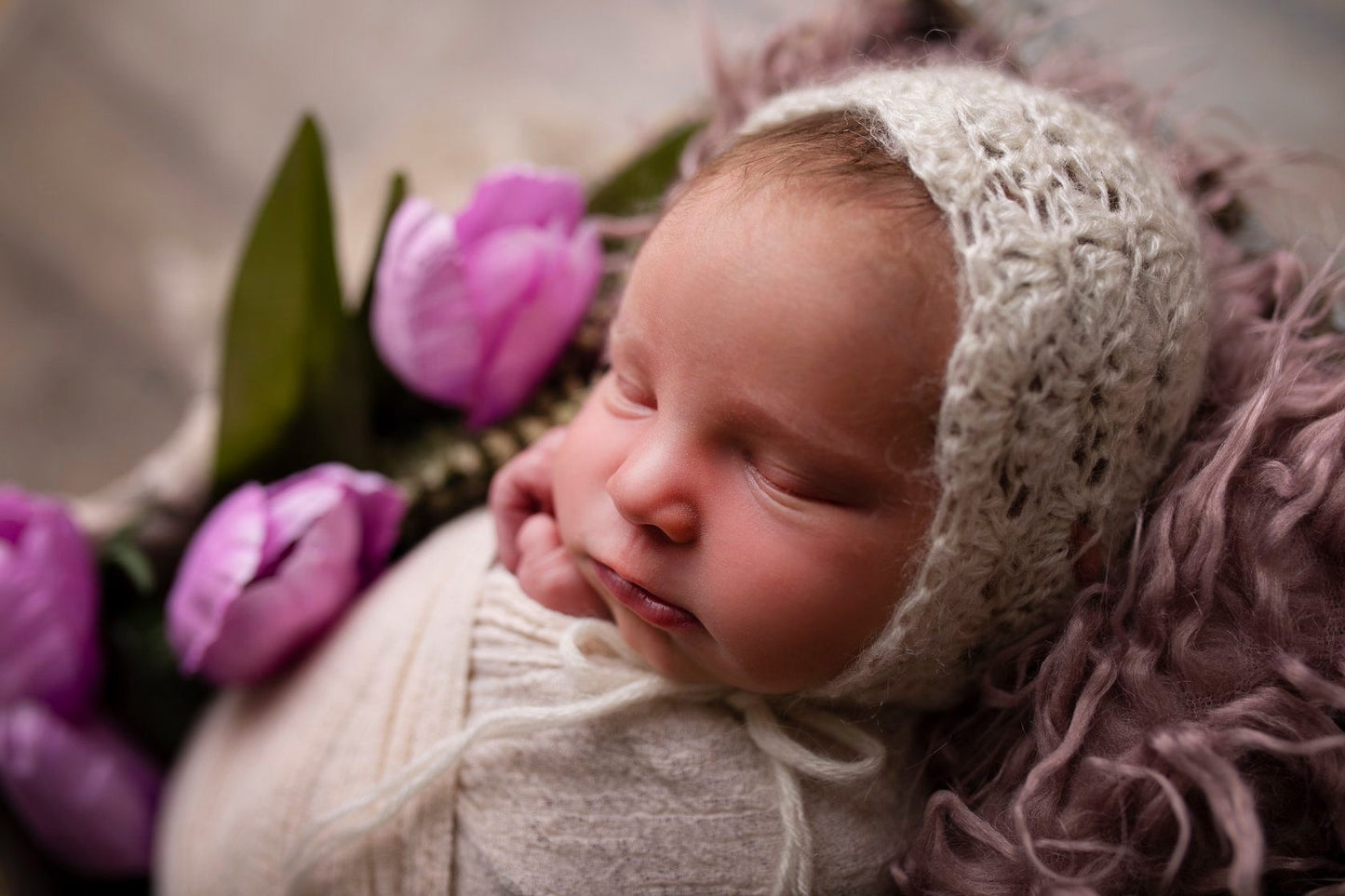 Crochet Pattern for Mohair Vivian Baby Bonnet | Crochet Baby Bonnet Pattern | Baby Hat Crocheting Pattern | DIY Written Crochet Instructions