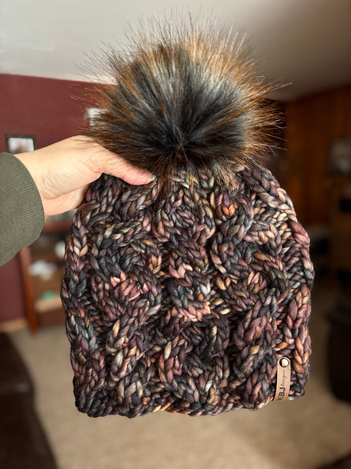 Iron Range Beanie | LUXURY Handmade 100% Merino Wool Knit Beanie | Malabrigo Rasta | Detachable Faux Fur Pom Pom | ADULT size | Ready To Ship