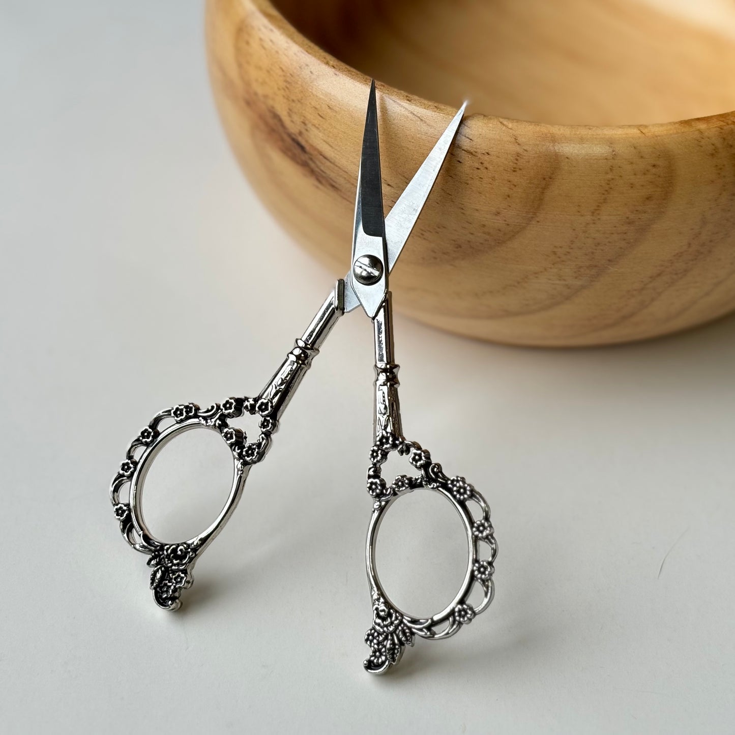 Vintage Style Victorian Scrollwork Embroidery Scissors with protective sleeve