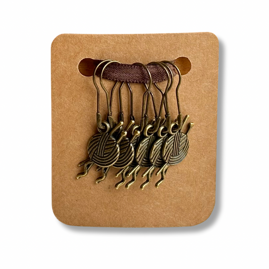 Stitch Markers:  Ball of Yarn with bronze or silver finish (sets of 5 or 6 markers)