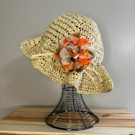 Premium Handmade Sun Hat | Adult Size | Detachable Faux Flower  |  Ready To Ship
