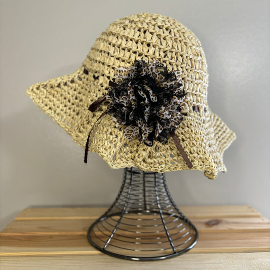 Premium Handmade Sun Hat | Adult Size | Detachable Faux Flower  |  Ready To Ship