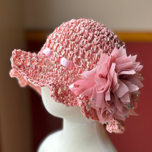 Premium Handmade Sun Hat | Baby Size | Detachable Faux Flower  |  Ready To Ship