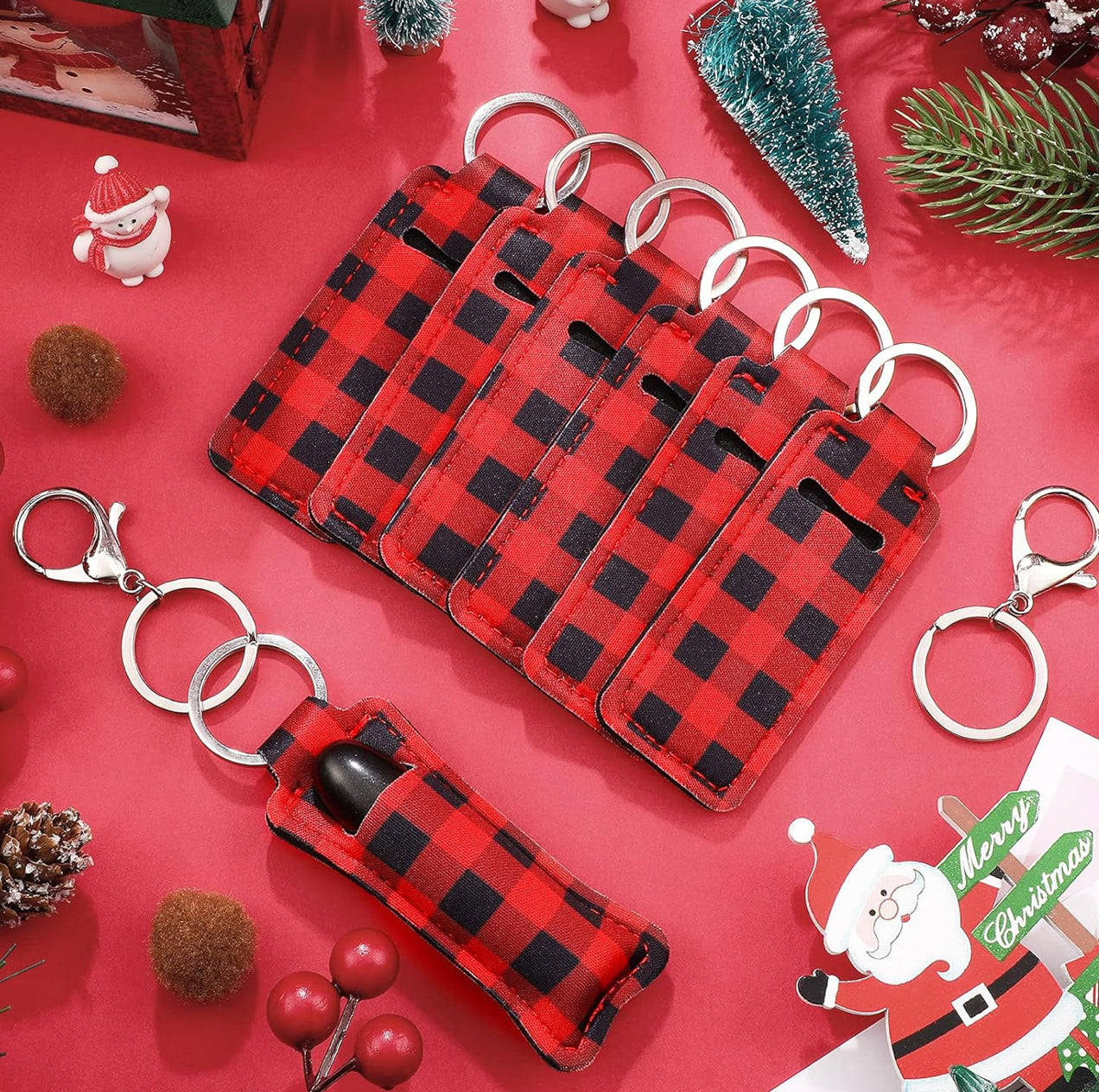 Chapstick or Lipstick Holder Keychains - Various Styles - Assorted Chapstick Included
