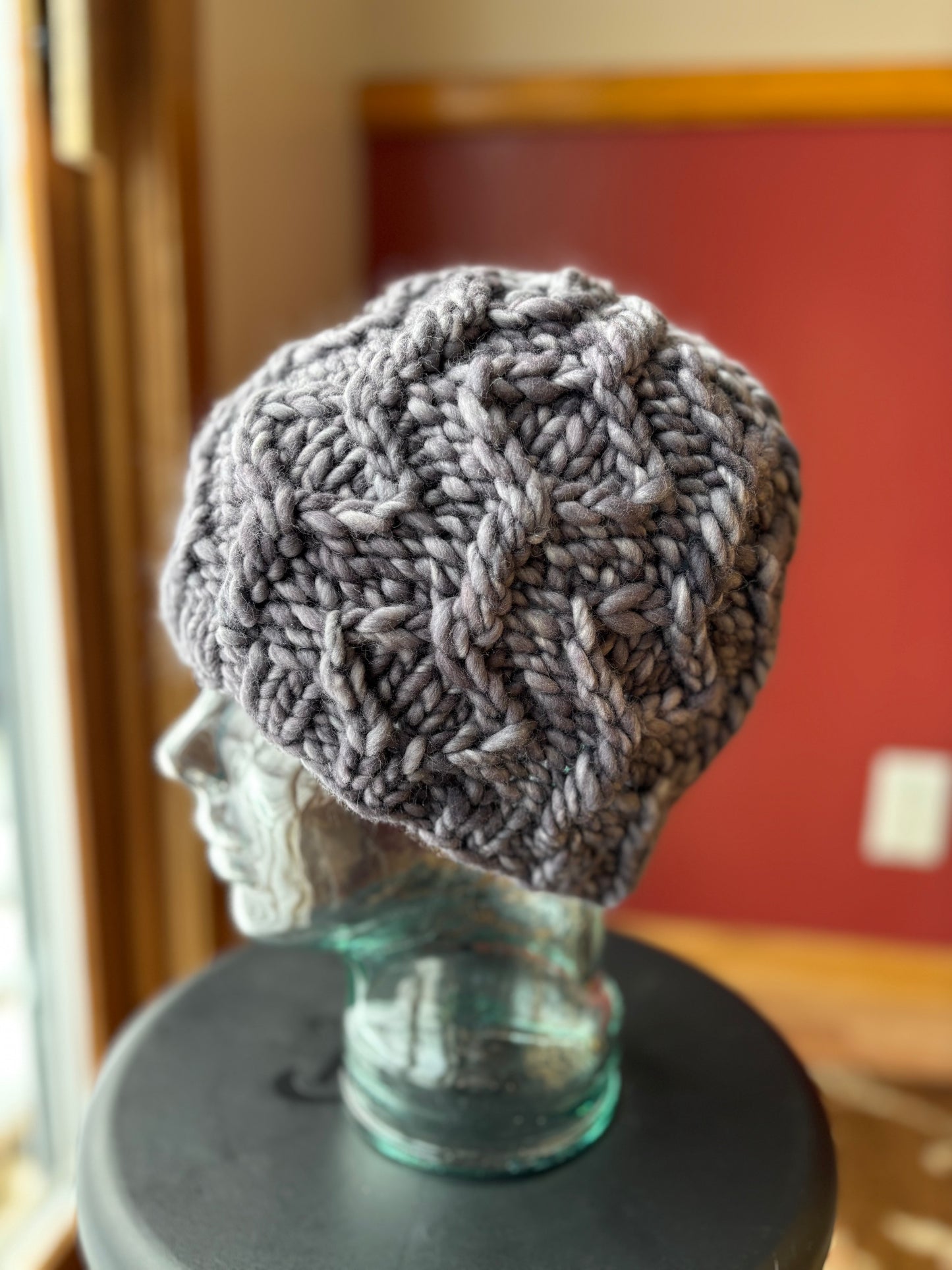 Wine Twister Beanie | LUXURY Handmade 100% Merino Wool Knit Beanie | Malabrigo Rasta | LARGE ADULT size | Ready To Ship