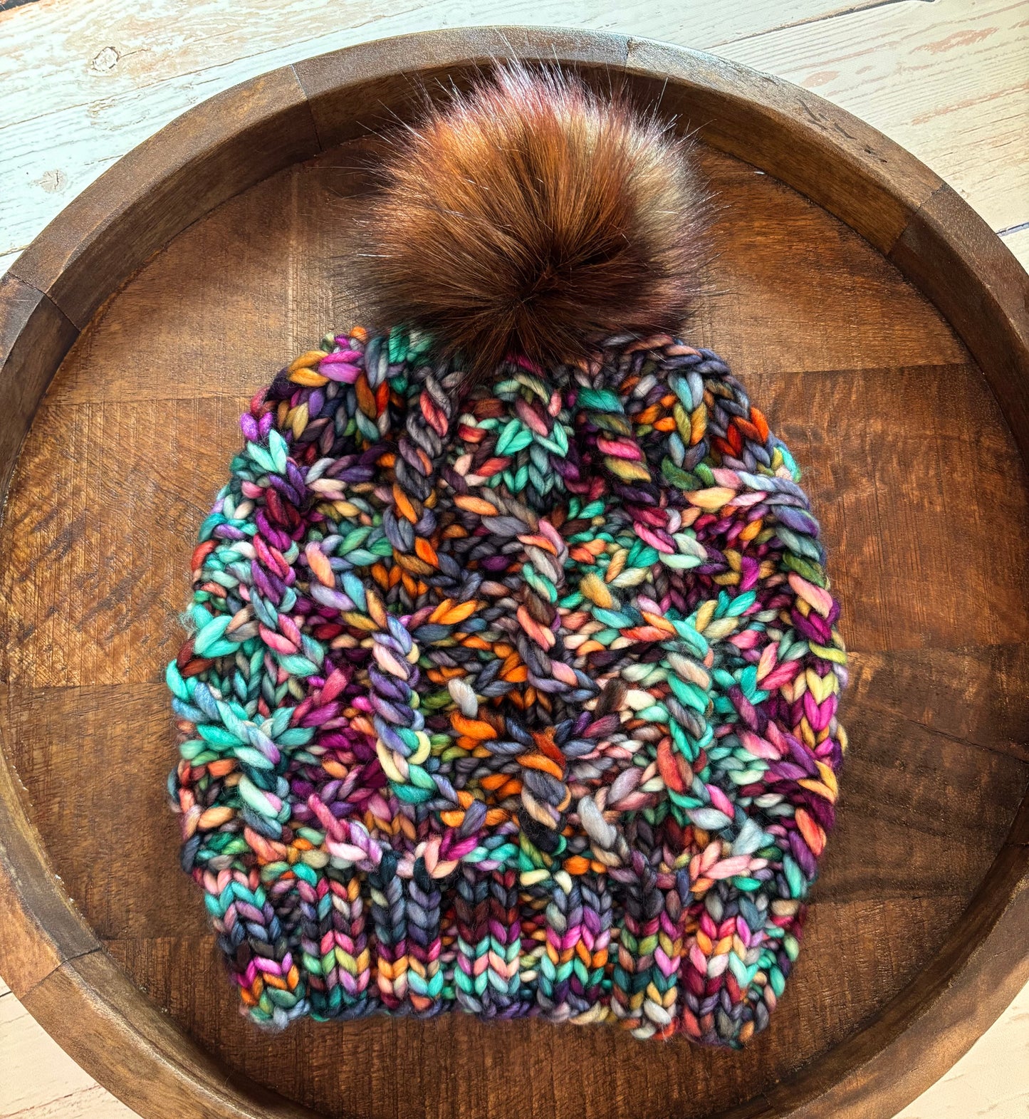 Wine Twister Beanie | LUXURY Handmade 100% Merino Wool Knit Beanie | Franca Manos del Uruguay | Detachable Faux Fur Pom Pom | ADULT size | Ready To Ship