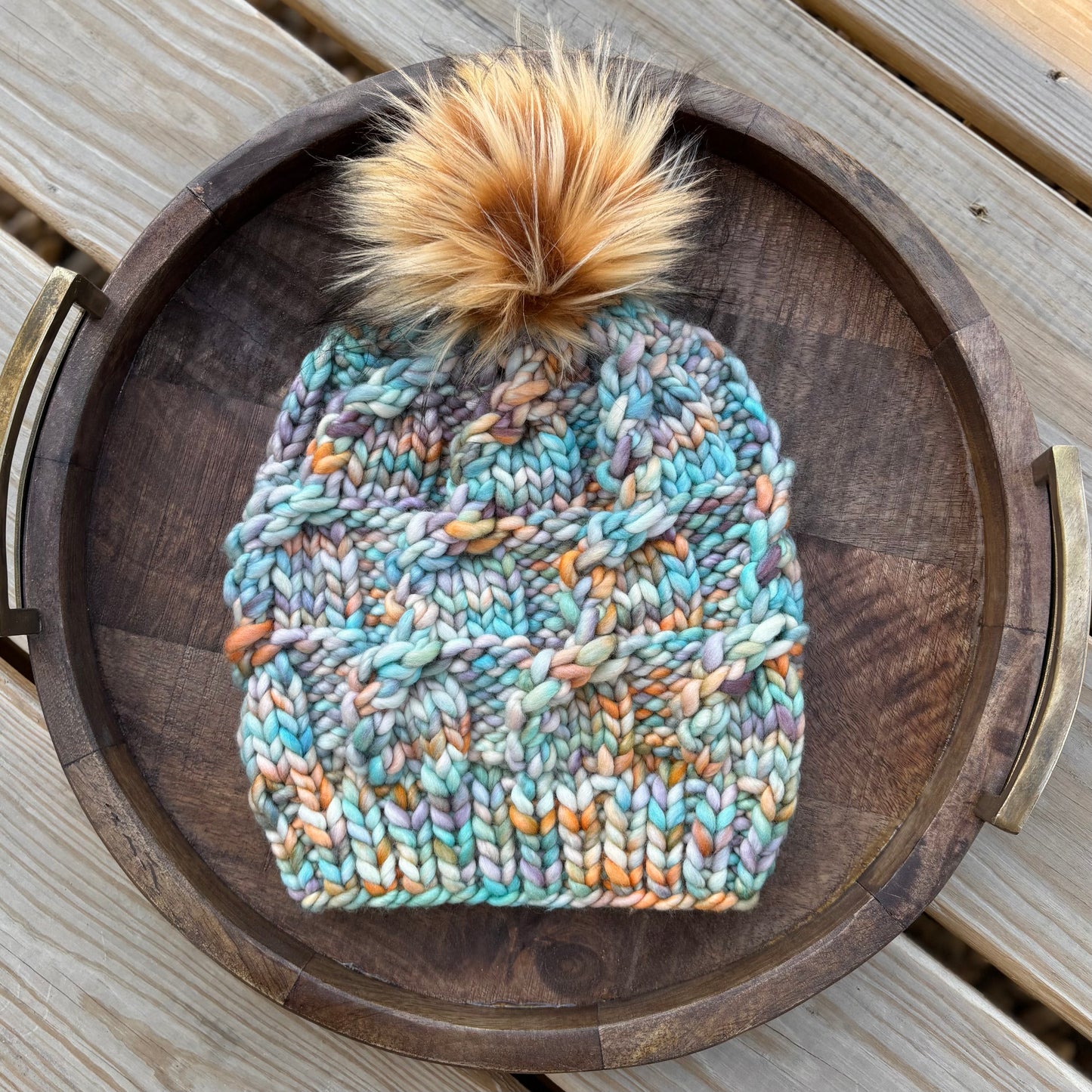 Nolita Slouch | LUXURY Handmade 100% Merino Wool Knit Beanie | Malabrigo Rasta | Detachable Faux Fur Pom Pom | ADULT size | Ready To Ship