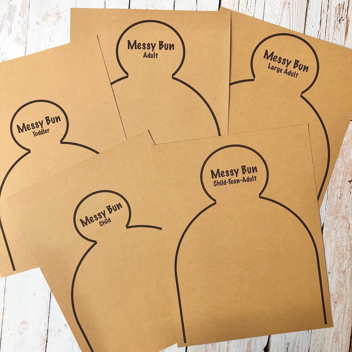 Printable Messy Bun Template | Craft Show Display | Messy Bun or Ponytail Hat Display Card | Various Sizes Included