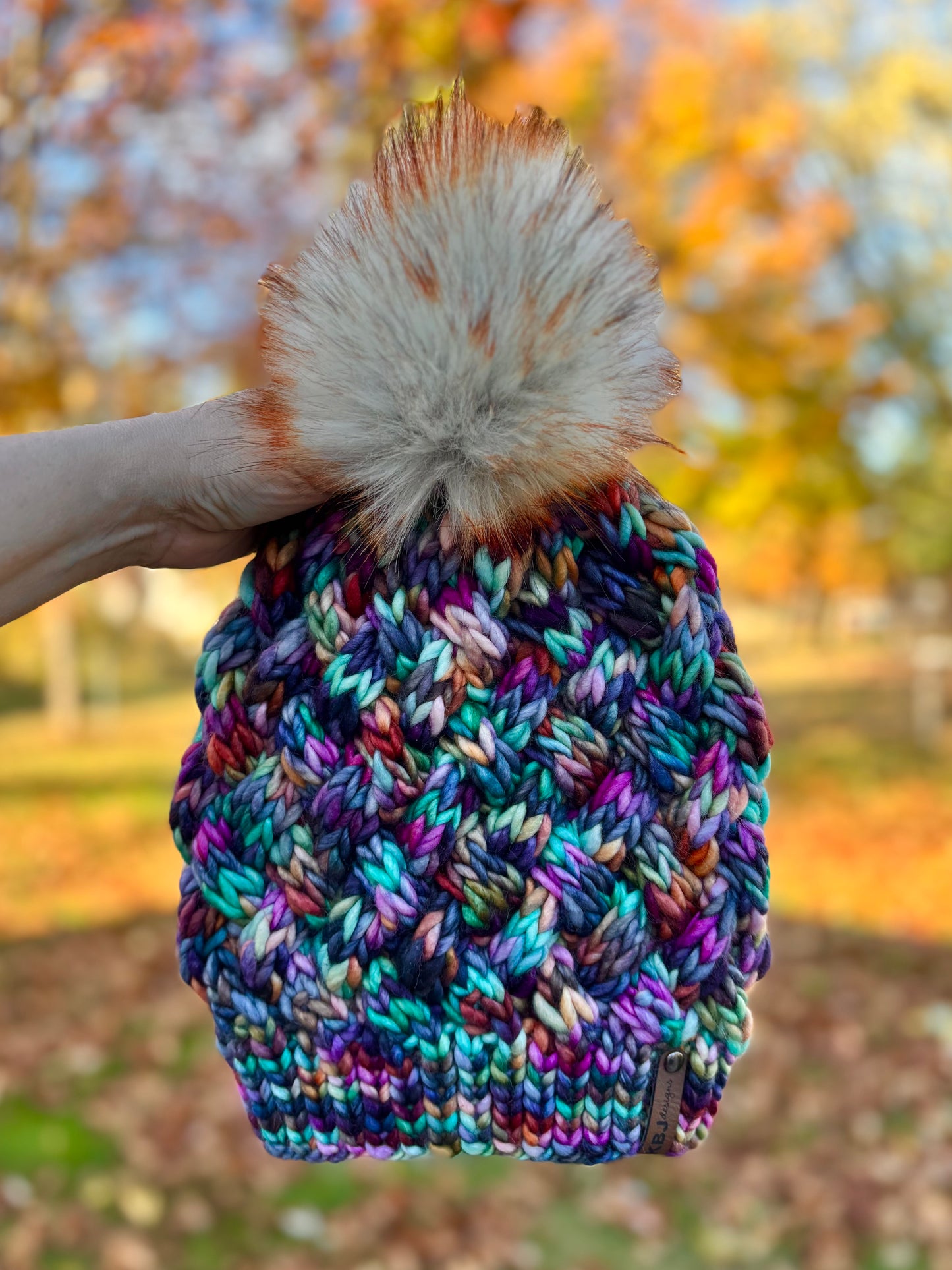 Yukon Slouch | LUXURY Handmade 100% Merino Wool Knit Beanie | Franca Manos del Uruguay | Detachable Faux Fur Pom Pom | ADULT size | Ready To Ship