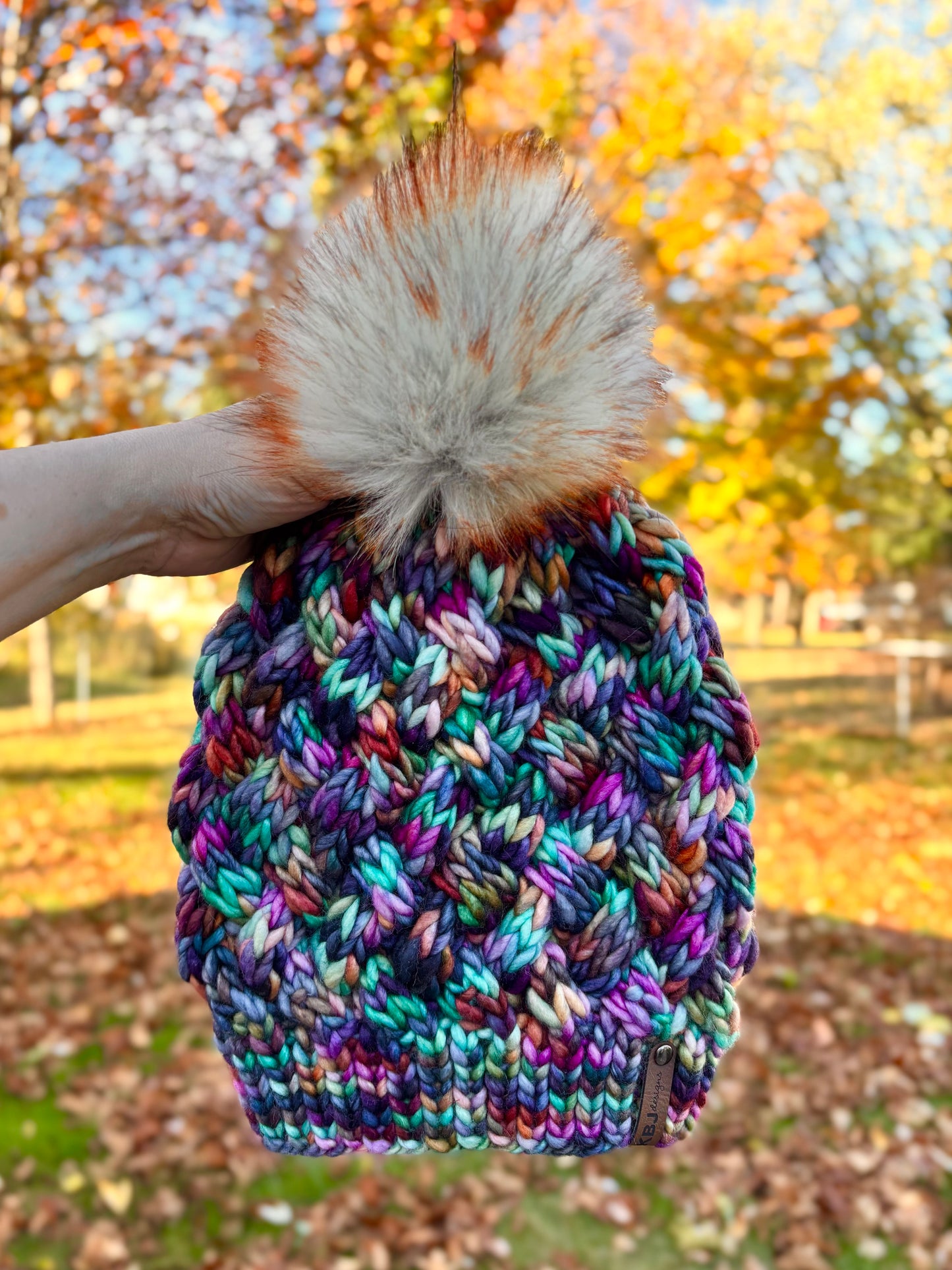 Yukon Slouch | LUXURY Handmade 100% Merino Wool Knit Beanie | Franca Manos del Uruguay | Detachable Faux Fur Pom Pom | ADULT size | Ready To Ship