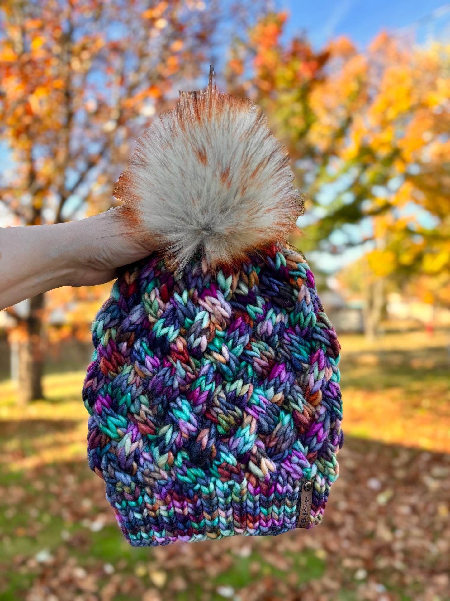 Yukon Slouch | LUXURY Handmade 100% Merino Wool Knit Beanie | Franca Manos del Uruguay | Detachable Faux Fur Pom Pom | ADULT size | Ready To Ship