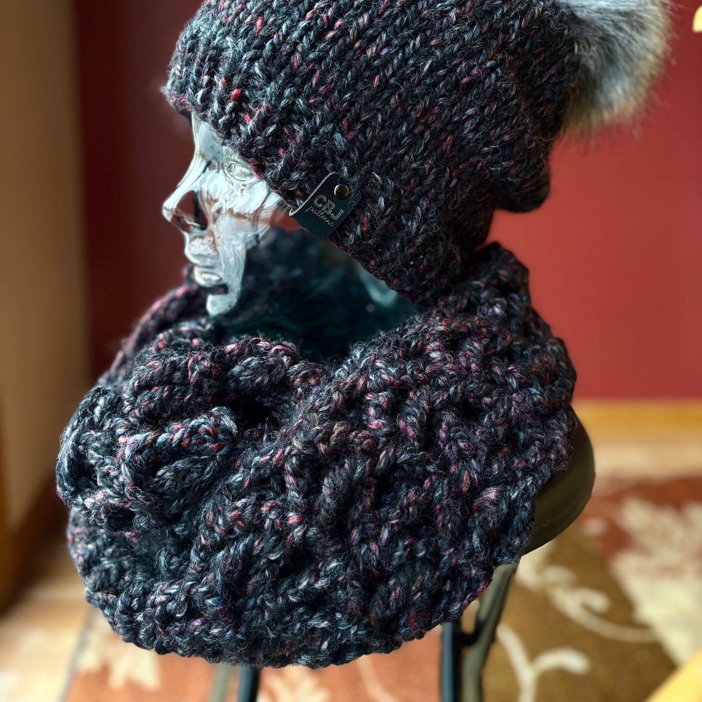 Premium Handmade Beanie & Cowl Set  | Detachable Faux Fur Pom Pom | ADULT size | Ready To Ship