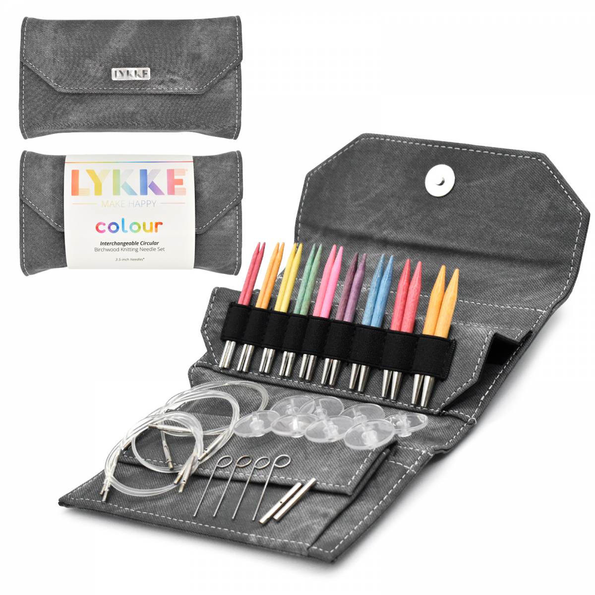 Lykke Crafts | Colour 3.5" Interchangeable Needle Set | Grey Denim