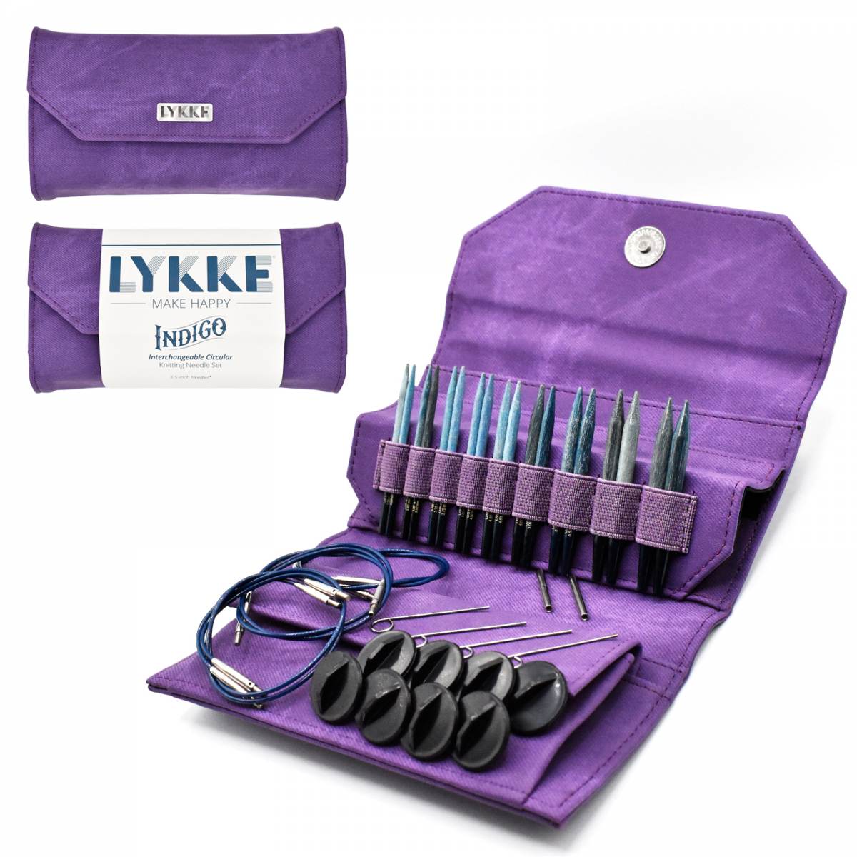 Lykke Crafts | Indigo 3.5" Interchangeable Needle Set | Violet Fabric