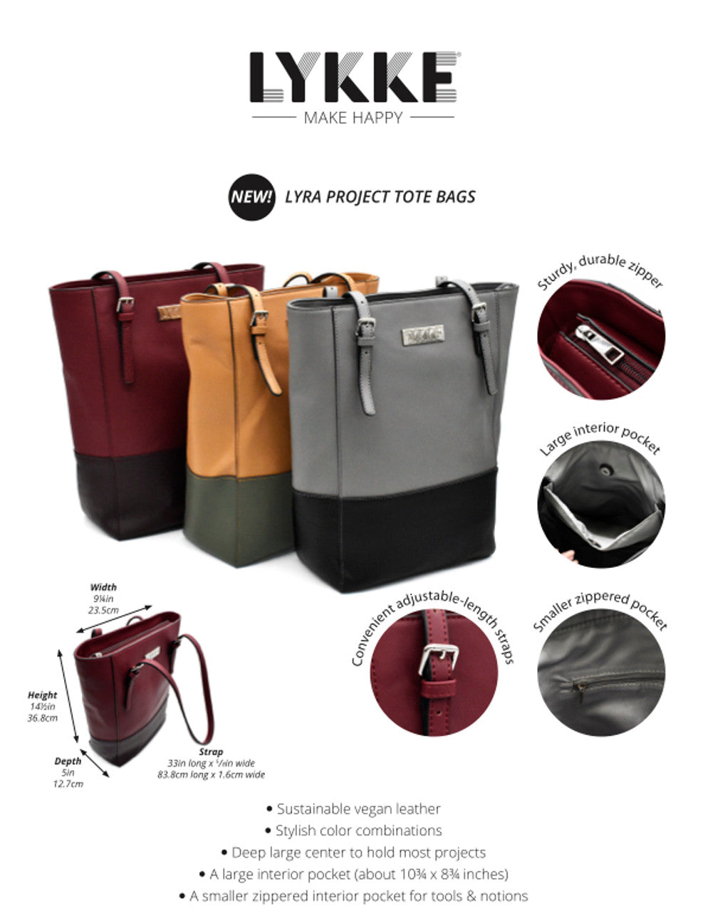 Lykke Crafts | Lyra Project Tote | Black or Grey