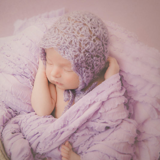 Crochet Pattern for Mohair Vivian Baby Bonnet | Crochet Baby Bonnet Pattern | Baby Hat Crocheting Pattern | DIY Written Crochet Instructions
