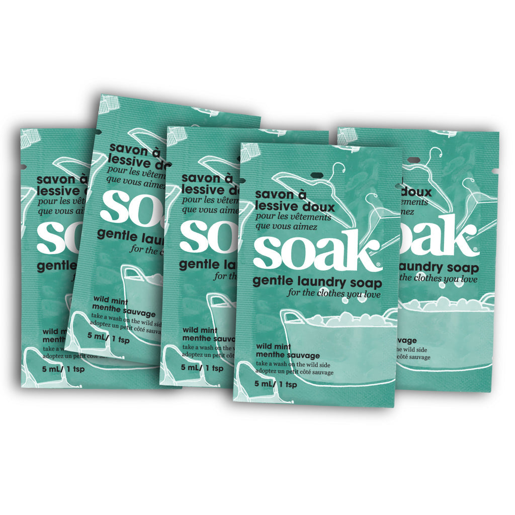 Soak Wash | Sample Size MiniSoak | Assorted Fragrances | 5 mL Single Use | Gentle No-Rinse Laundry Soap