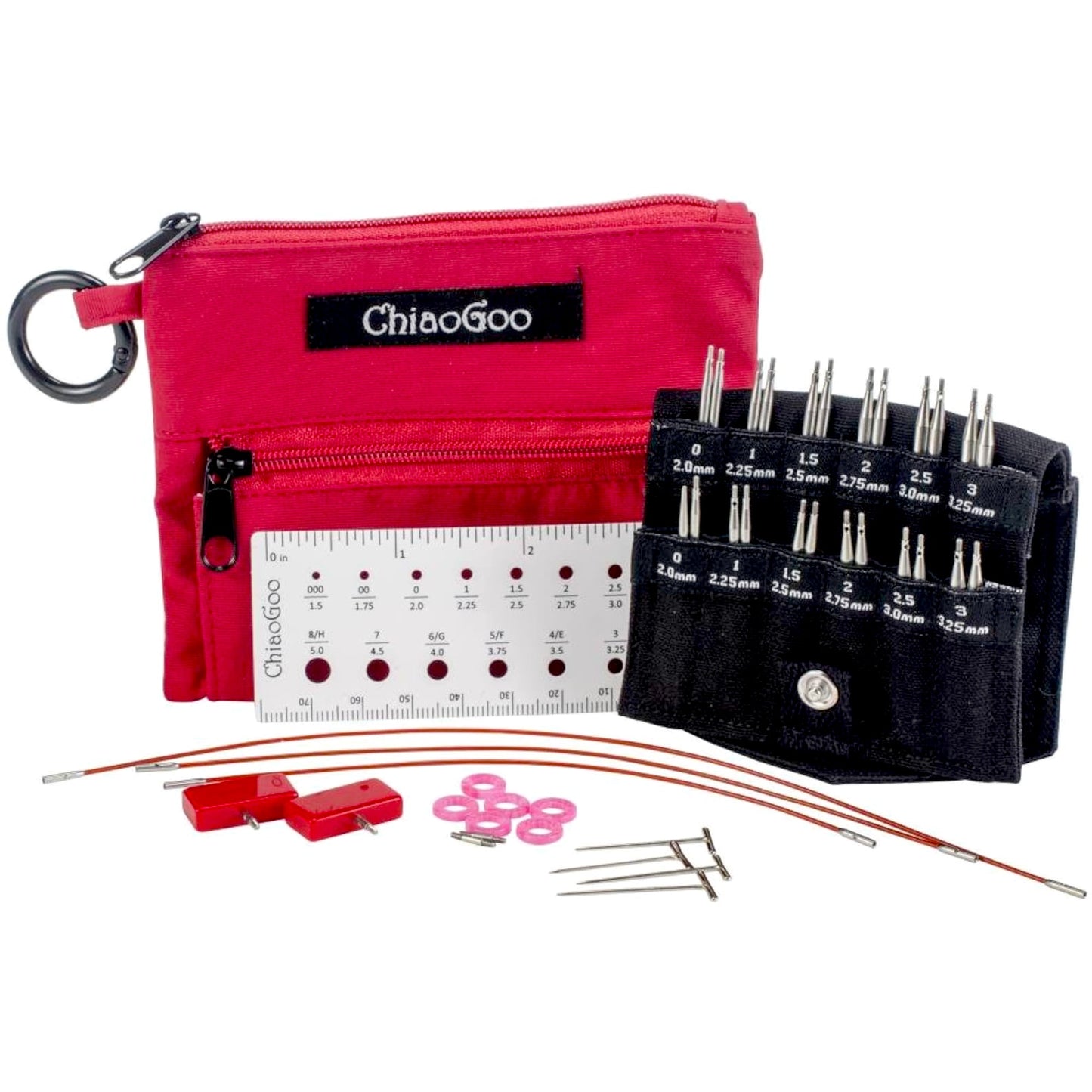 ChiaoGoo - 2" & 3" Twist Shortie Mini Interchangeable Needle Set | Red | US 0-3 (2-3.25 mm)