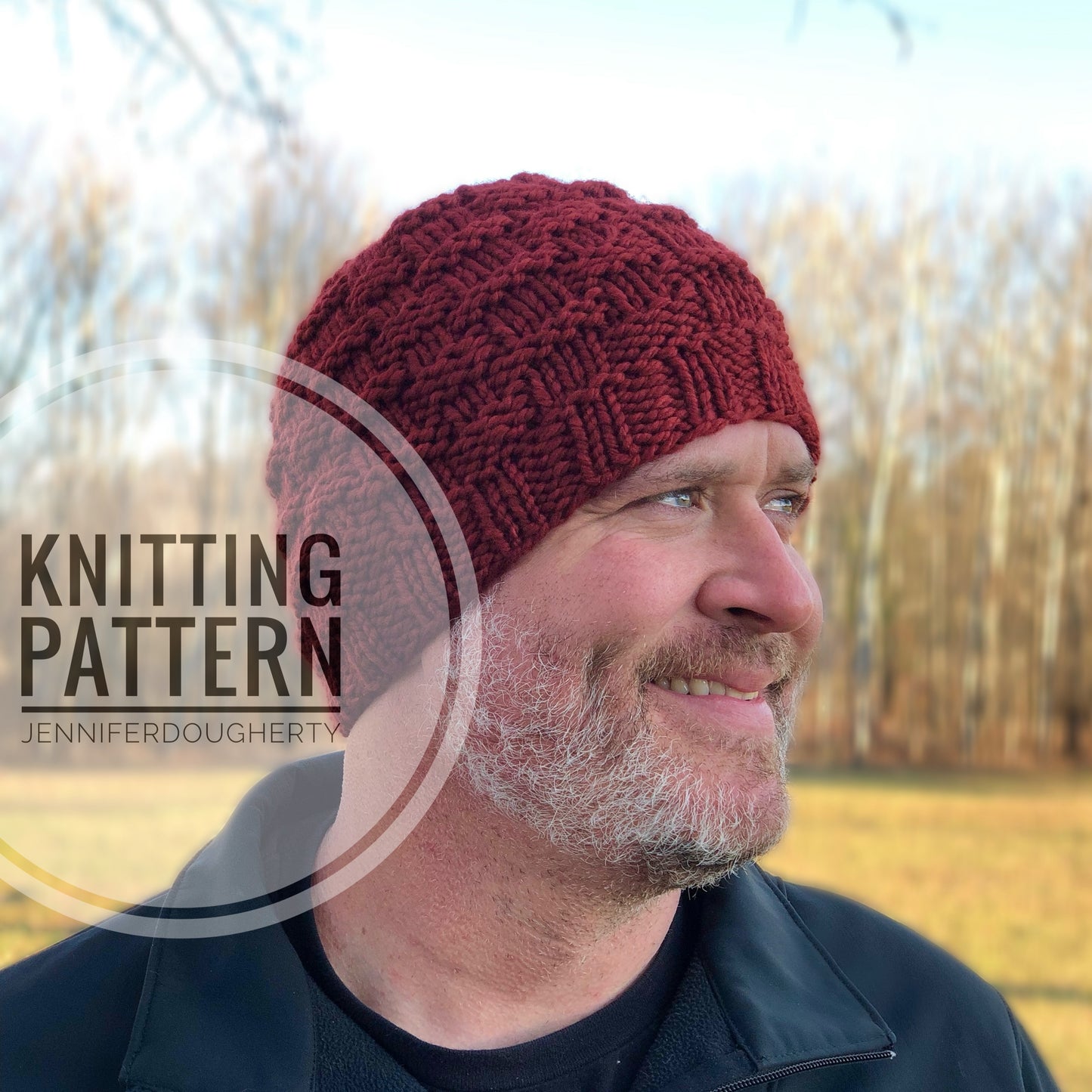 KNIT Pattern for Classic Men's Basket Weave Beanie | Knit Hat Pattern | Hat Knitting Pattern | DIY Written Knit Instructions