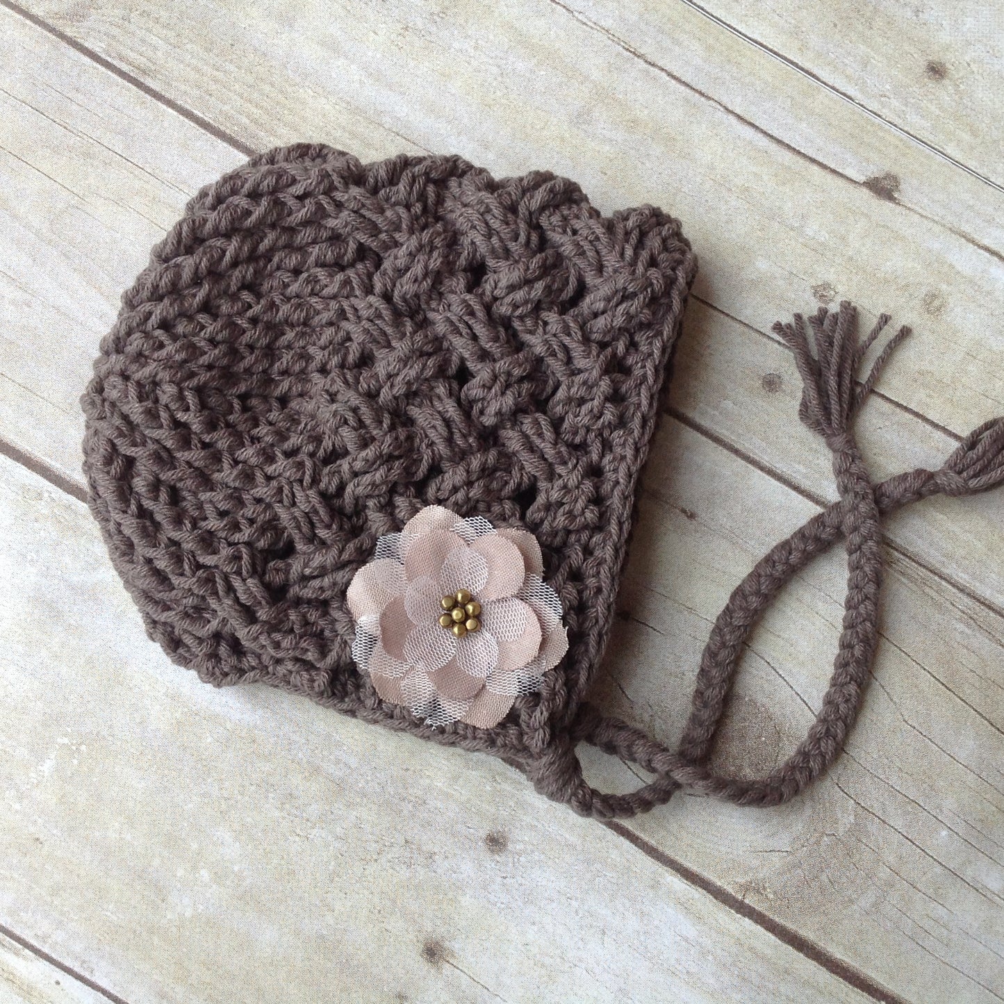 Crochet Pattern for Diagonal Weave Baby Bonnet | Crochet Baby Bonnet Pattern | Baby Hat Crocheting Pattern | DIY Written Crochet Instructions