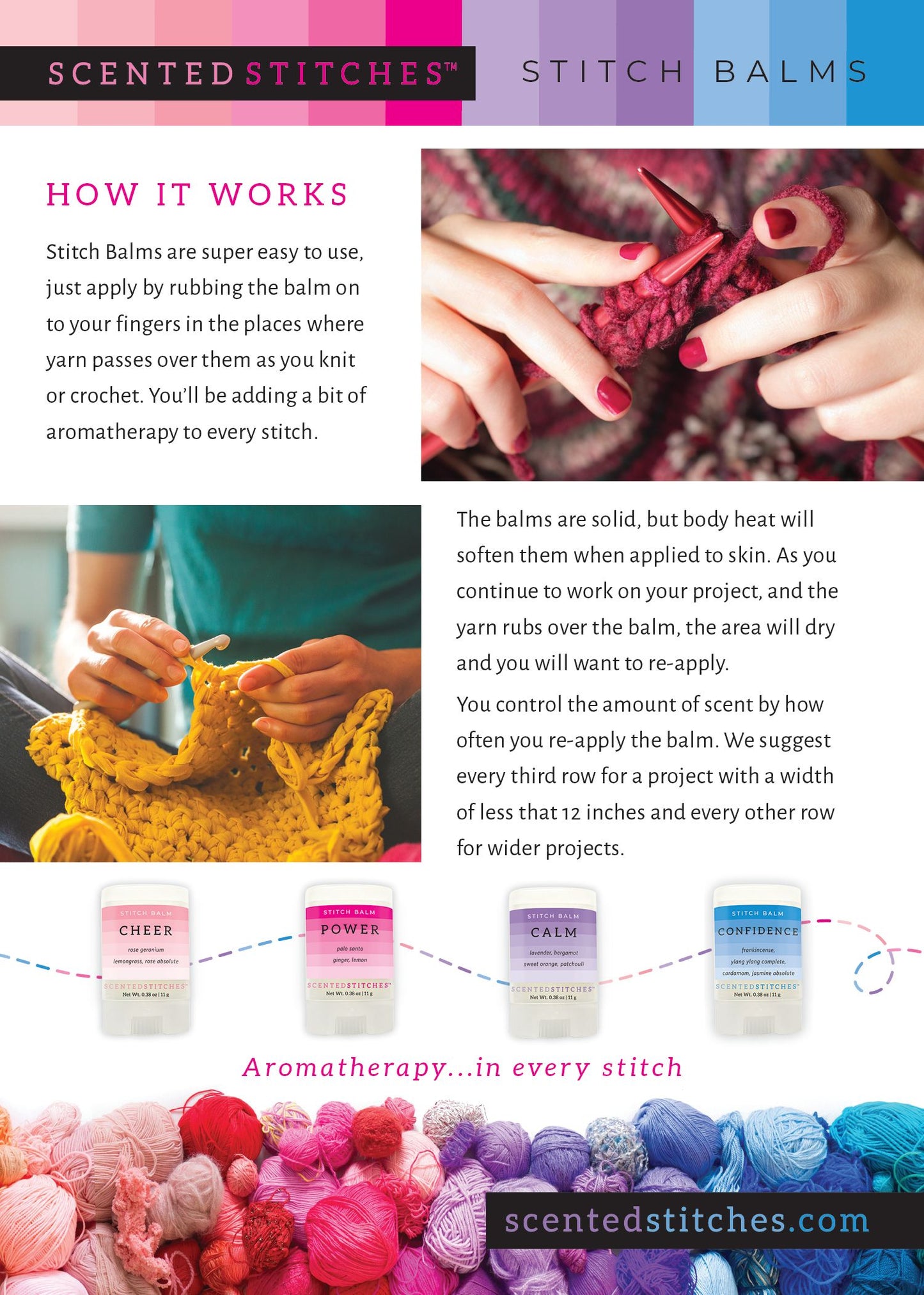 Scented Stitches | Aromatherapy Stitch Balm | Scent Sampler | Set of 4 (.05 oz) Sample Sizes