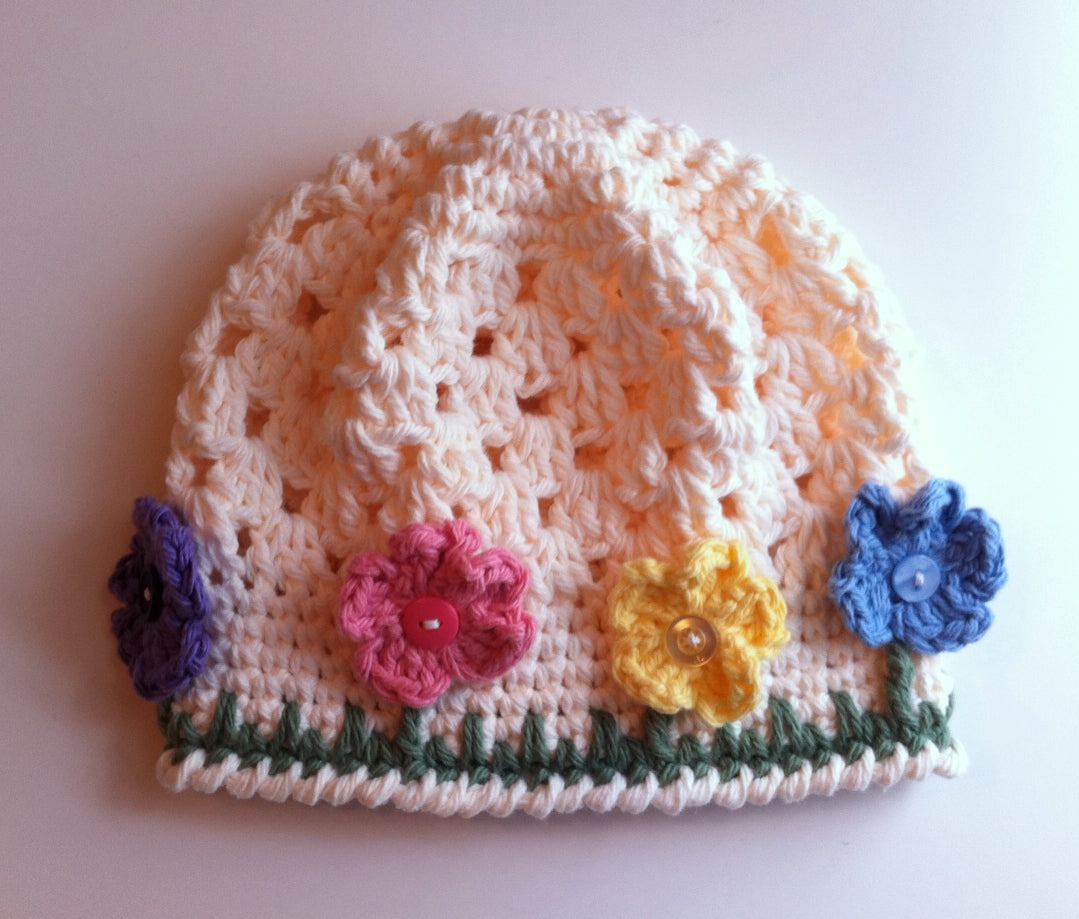 Crochet Pattern for Flower Garden Hat | Crochet Hat Pattern | Hat Crocheting Pattern | DIY Written Crochet Instructions
