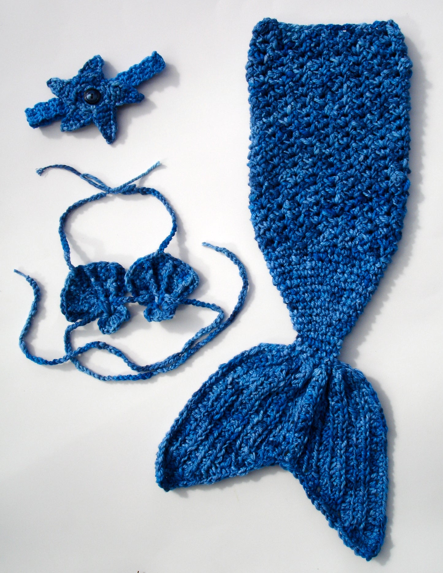 SET OF 3 Crochet Patterns for Mermaid Tail, Shell Bikini Top, & Starfish Headband Photography Props | Crochet Mermaid Pattern | Mermaid Tail Crocheting Pattern | DIY Written Crochet Instructions